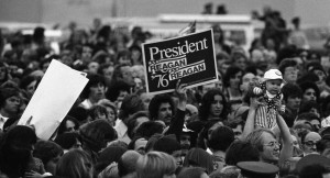 ... same style sign was changed for Ronald Reagan. (AP Photo/George Brich