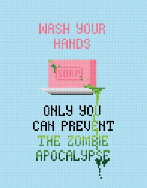 Wash Your Hands Quote - Cross Stitch PDF Pattern Download