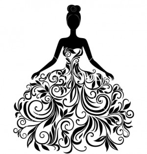 Silhouette of young woman in dress vector