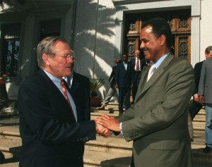 Rumsfeld and Eritrean President Isaias Afewerki