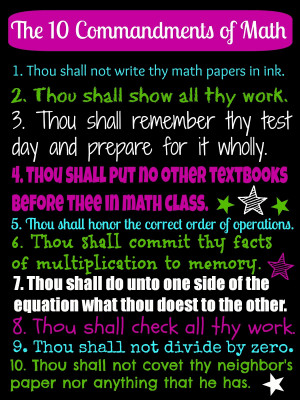 Ten Commandments of Math