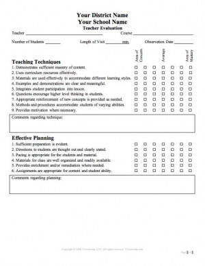 Teacher Evaluation Forms