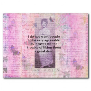 Jane Austen humorous snarky quote Postcard