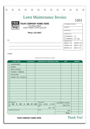 123; Lawn Maintenance Invoice form