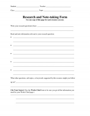 Research Paper Note Taking Template