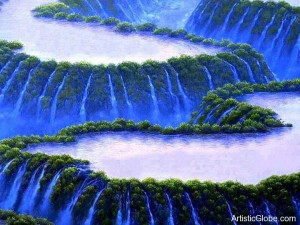 Most Beautiful Waterfall painting in the World