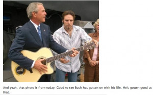 Bush on holiday playing guitar