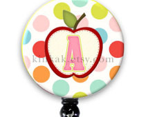 ID Badge Holder - Personalized Init ial - Teacher Apple ...