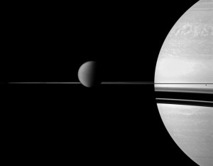 ... there is a note which says that Saturn's rings are about 1 km thick