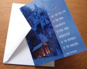 ... Note Card - Inspirational Hemingway Quote - Image of the Cabin in Snow