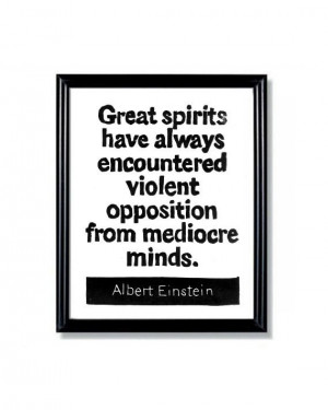 LINOCUT PRINT - Albert Einstein Quote Great spirits have always ...