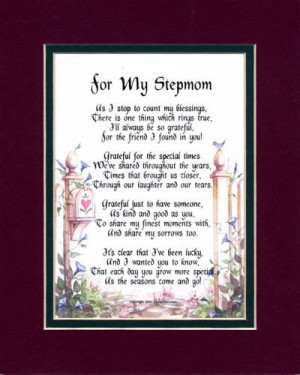 Gift For A Stepmother. Touching 8x10 Poem, Double-matted in Burgundy ...