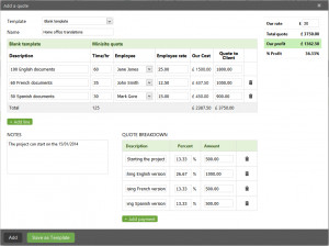 Here you can properly build your quote for a project from the outset ...