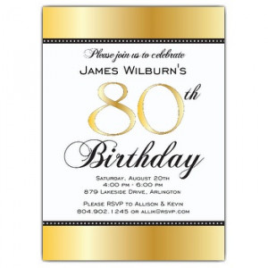 Golden Celebration 80th Birthday Invitations