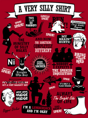 Over 15 very silly Monty Python quotes on one very silly shirt. Ni! Ni ...