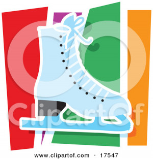 ... on Poster Art Print Blue Figure Skating Ice Skate Against A Colorful
