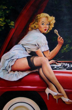pin-up-girl-martini-oil-painting-reproduction-handpainted-angel-art ...