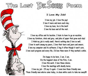 ... love my job cat in the hat funny office poem and work comedy pic to