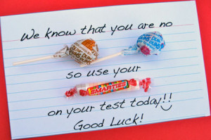 Candy-gram encouragement for kids taking tests | Skip To My Lou