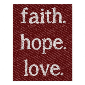 Faith Hope Love 1 Corinthians 13:4-7 Bible Quote Poster