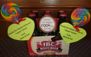 Thanks for always rooting for me!” (IBC Root Beer) and “Thanks for ...