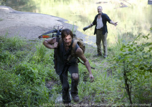 Daryl with his crossbow strapped across his back.