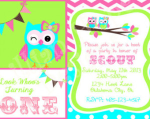 Owl Birthday Invitation - Look Whoo 's Turning - PRINTABLE Invitation ...
