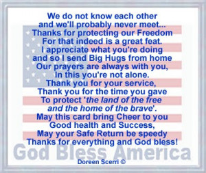 Re: Poem: Thanking Soldier for Service/Protecting our Freedo