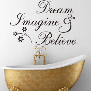 Dream Imagine & Believe Quote Wall Decal Decorative Adesivo Removable ...