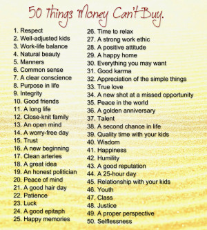 50 Things Money Can't Buy.