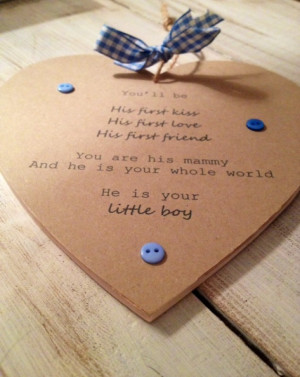 You'll be his first kiss...' custom personalised wooden quote heart