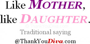 Like mother, like daughter. Traditional saying