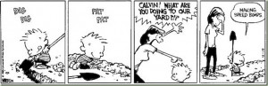 1985:33 Calvin and Hobbes – Making speed bumps.