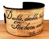 Quote Leather Cuff Bracelet, Macbeth Witches, 