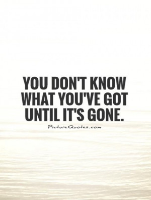 You don't know what you've got until it's gone.