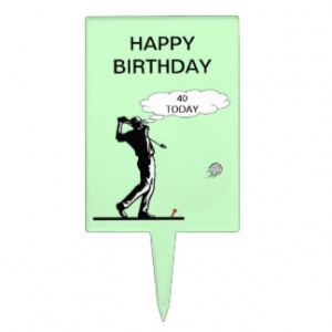 Happy 40th Birthday Golf Cake Topper