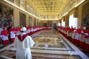 Pope Francis and the world’s cardinals in consistory at the Vatican.