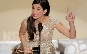 Sandra Bullock accepts the Oscar for best actress in a leading role ...