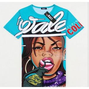 Home / Wale Bad Girls Club T Shirt Sky Blue Cartoon Design Hip Hop Tee