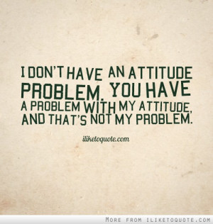 ... problem. You have a problem with my attitude, and that's not my