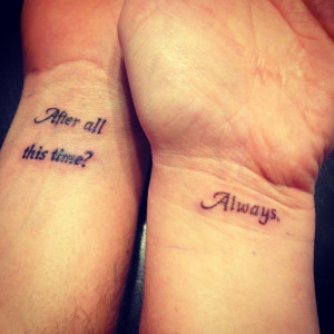 Speaking of Harry Potter inspired couple tattoos, this one captures my ...