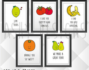SET OF 5 - Fruit & Veggie Quotes - Funny Puns for Boyfriend Husband ...