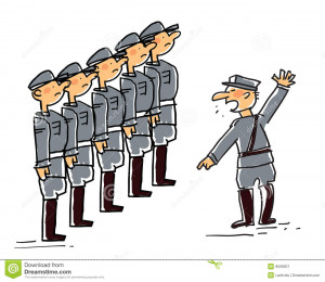 Vector cartoon related with military man, soldiers and/or army.