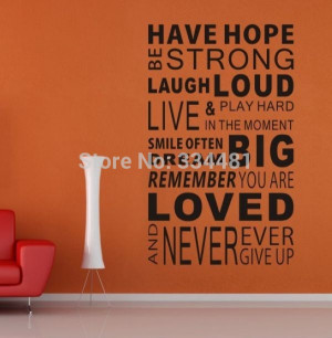 Hope Sticker 0878 Home Decor Quotes Office Decoration Mural Wall Quote ...