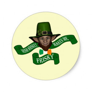 Funny leprechaun and Irish whiskey Stickers