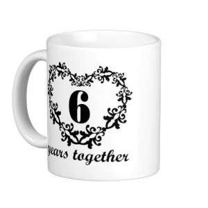 6th Anniversary 6 Years Together Heart Gift Mug