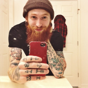 me self beanie plugs tattoos red head stretched ears vegan beard ...