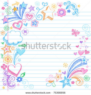 Hand-Drawn Sketchy Doodles with Stars, Hearts, and Flowers- Design ...