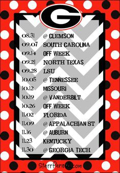 ... Printable University of Georgia UGA Football by StarrParnell, $1.00