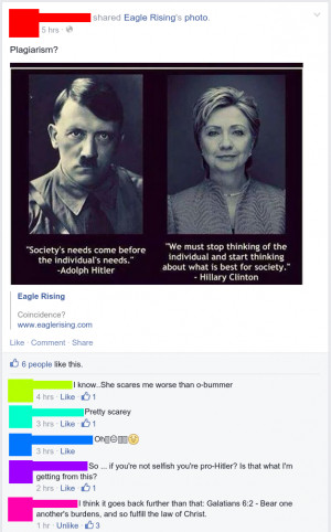 ... inane Hitler comparison, gets headshotted with actual words of Christ